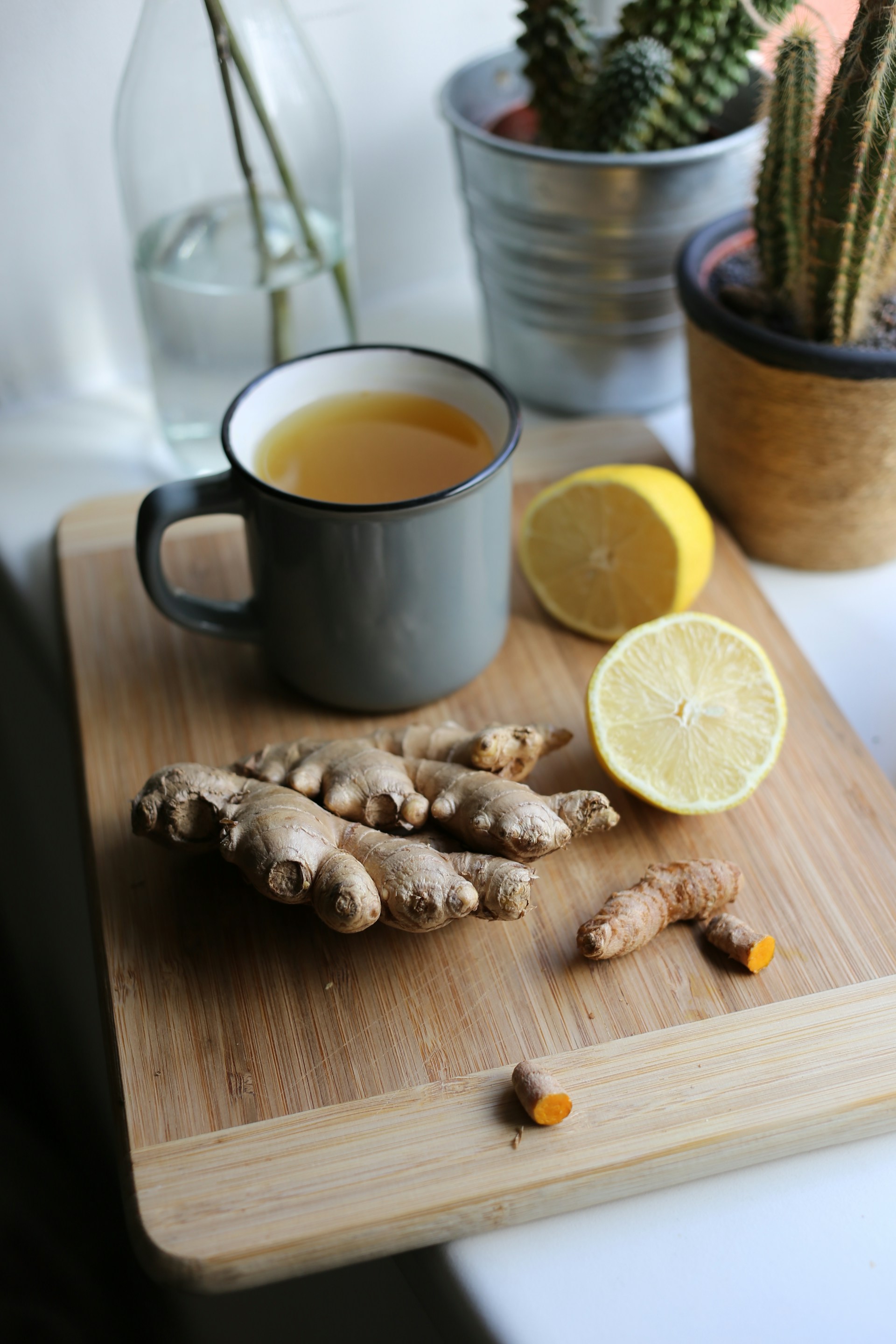 Selbst zubereiteter Immunbooster-Shot aus Ingwer und Zitrone